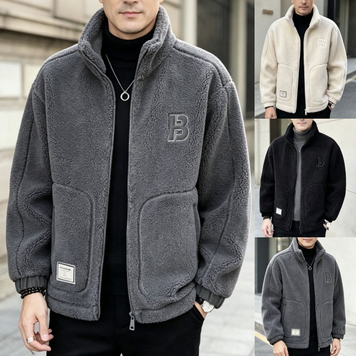 【L-6XL】Zimní fleecová bunda, bavlněná bunda, zesílená bavlněná bunda z jehněčí vlny, teplá bunda