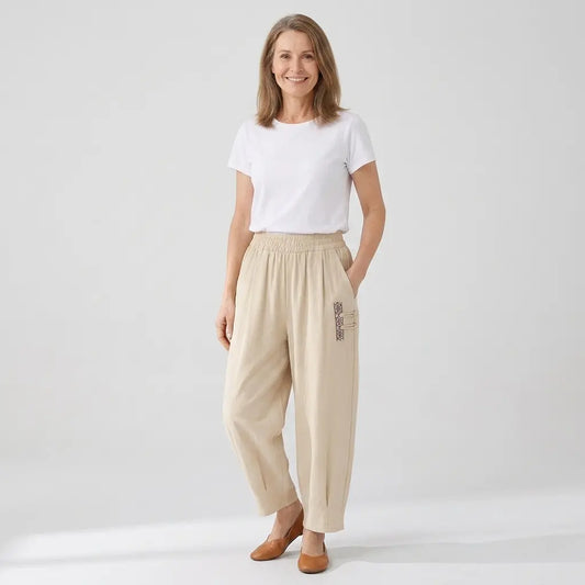 🔥【M–4XL】👖 Dámské lehké a prodyšné bavlněné lněné kalhoty - stylové a ležérní zkrácené kalhoty
