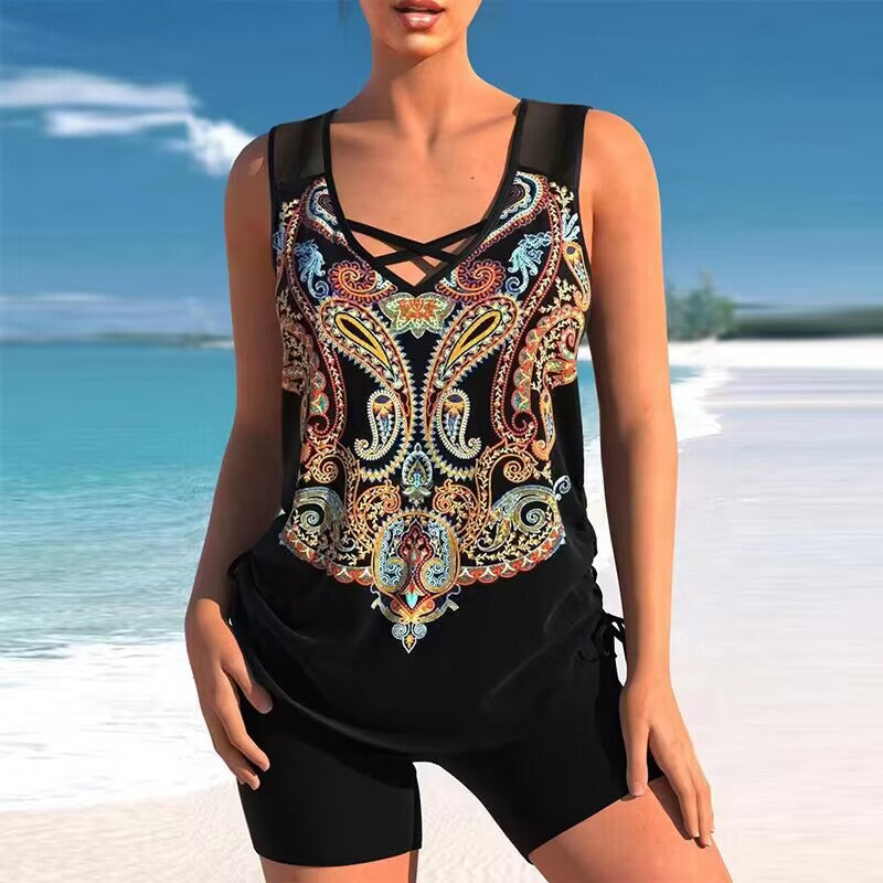 🔥【 50% kedvezmény！】【S-5XL】🩱 Divatos kétrészes, gyorsan száradó mintás fürdőruha – kényelmes és stílusos, tökéletes nyári választás 🌊🌴
