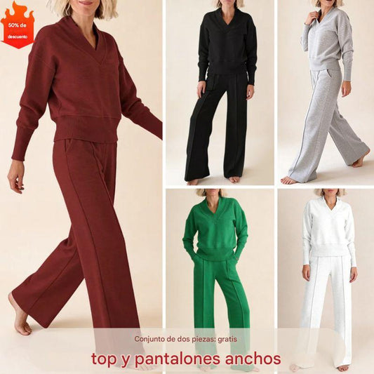 🥰📢📢 【M-5XL】Conjunto femenino 2026 | Conjunto de dos piezas con tejido de manga larga ✨