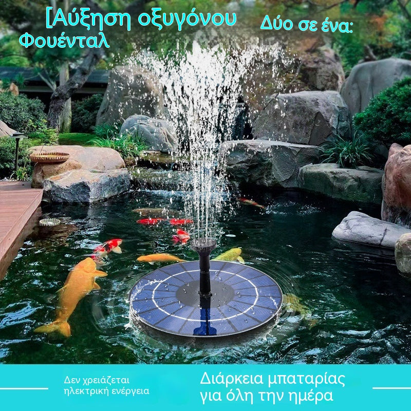 💥Ηλιακή αντλία σιντριβανιού με 6 ακροφύσια, ιδανική για λουτρά πουλιών, λίμνες και κήπους.