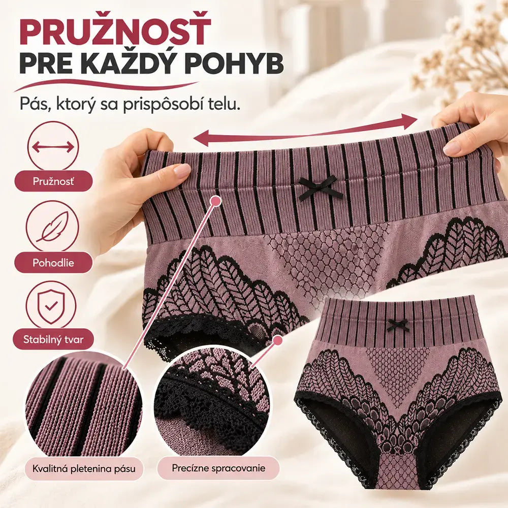 💕【7 ks】💕【40–85 kg】Pohodlné a prodyšné dámské kalhotky s vysokým pasem a tvarujícím efektem na léto