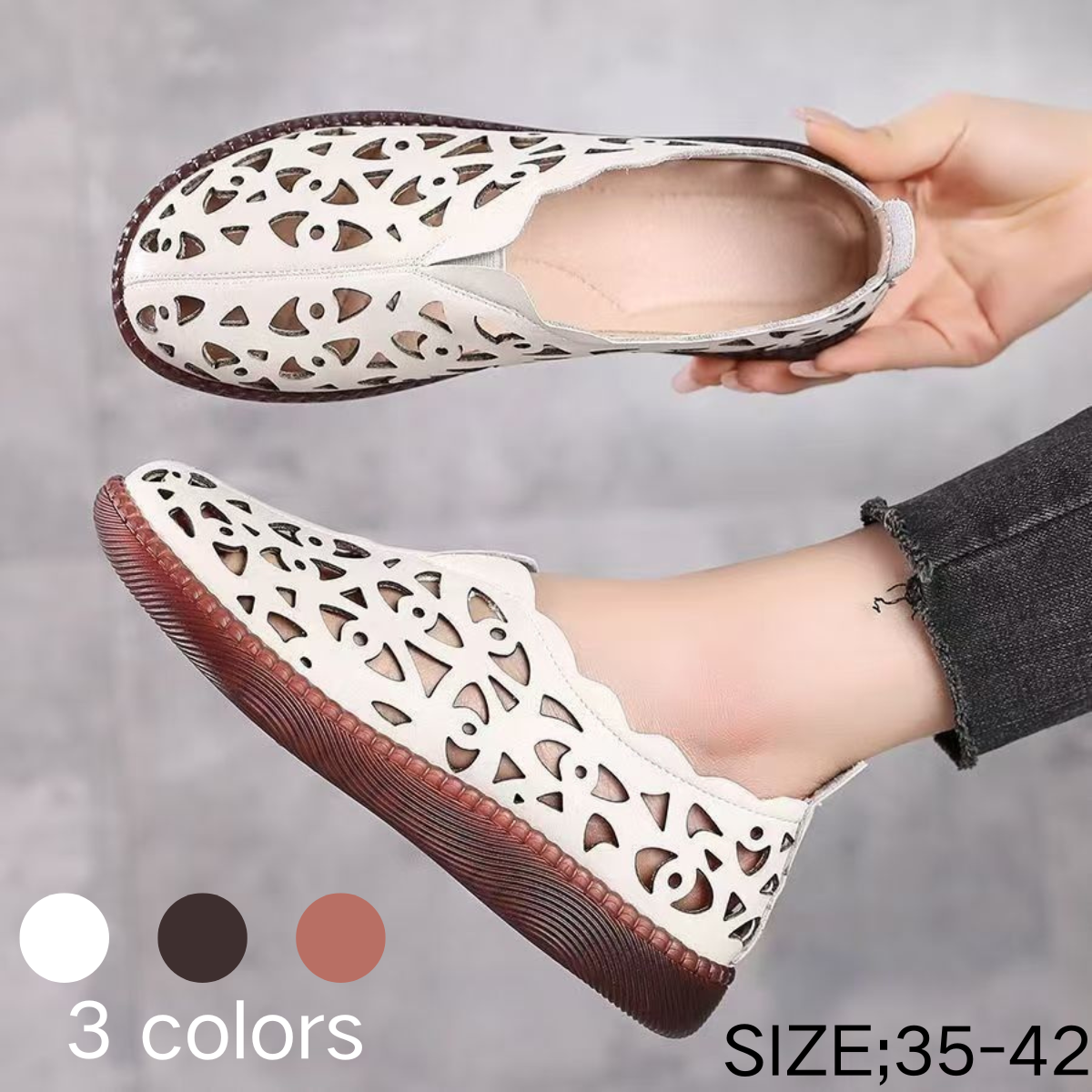👡【35-42】Dámske retro priedušné topánky s okrúhlou špičkou