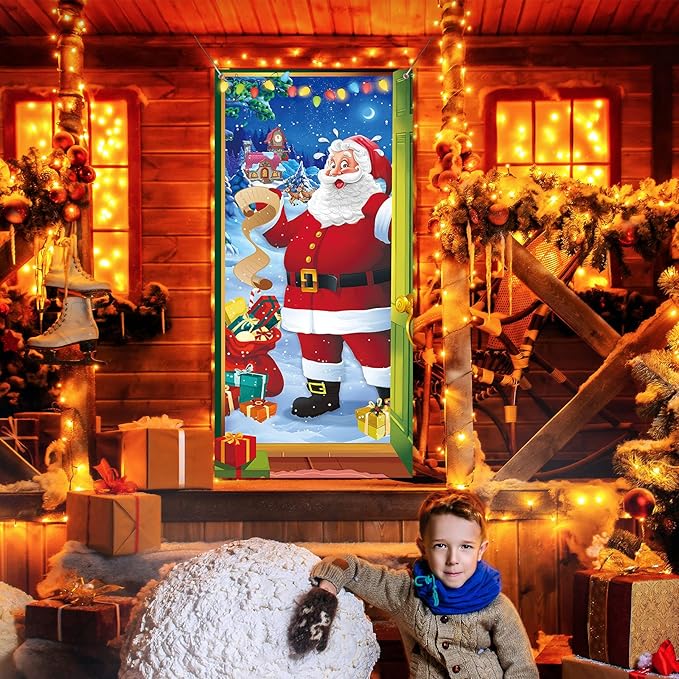 🎁🎄2025 Nová, horúca predajná látková vianočná obálka na dvere [91 cm x 203 cm]