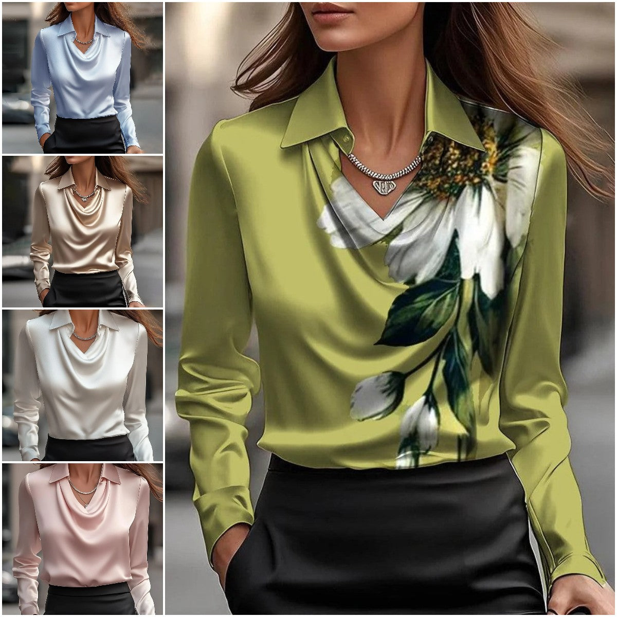 🔥【S-3XL】🌷Дамска блуза с елегантен дизайн и драпирана яка