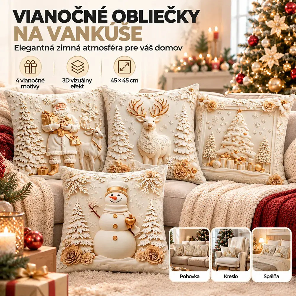 【4-dielna sada】23 eur🎅Vianočný výpredaj 49% ZĽAVA🎄Obliečka na vankúš s vianočnou tematikou