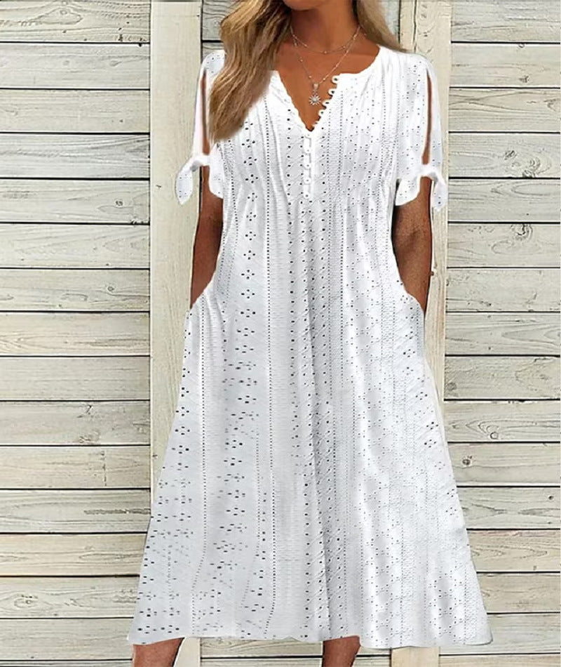 💋【🏆Best Seller】Απλό γυναικείο φόρεμα plus-size σε μονόχρωμο, φαρδύ και casual κόψιμο ✅️ Με αντικαταβολή