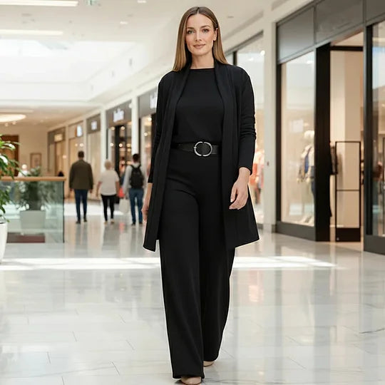⏳Speciální časově omezená nabídka⏰Elegantní 3-dílná souprava včetně dlouhého kardiganu, topu a kalhot💞
