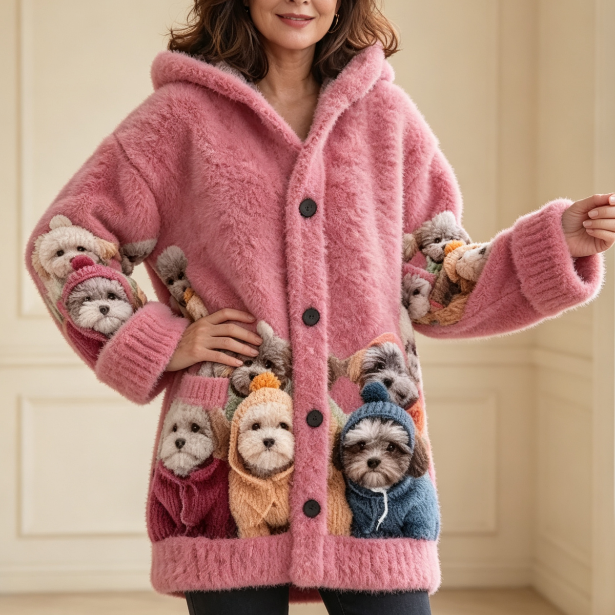 🔥🐾【Sleva 50 % po omezenou dobu】Dámská bunda s kapucí, stylová a roztomilá, se zvířecím potiskem🧥✨