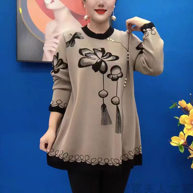 🍂【M-5XL】Nový jesenný a zimný pletený top s potlačou