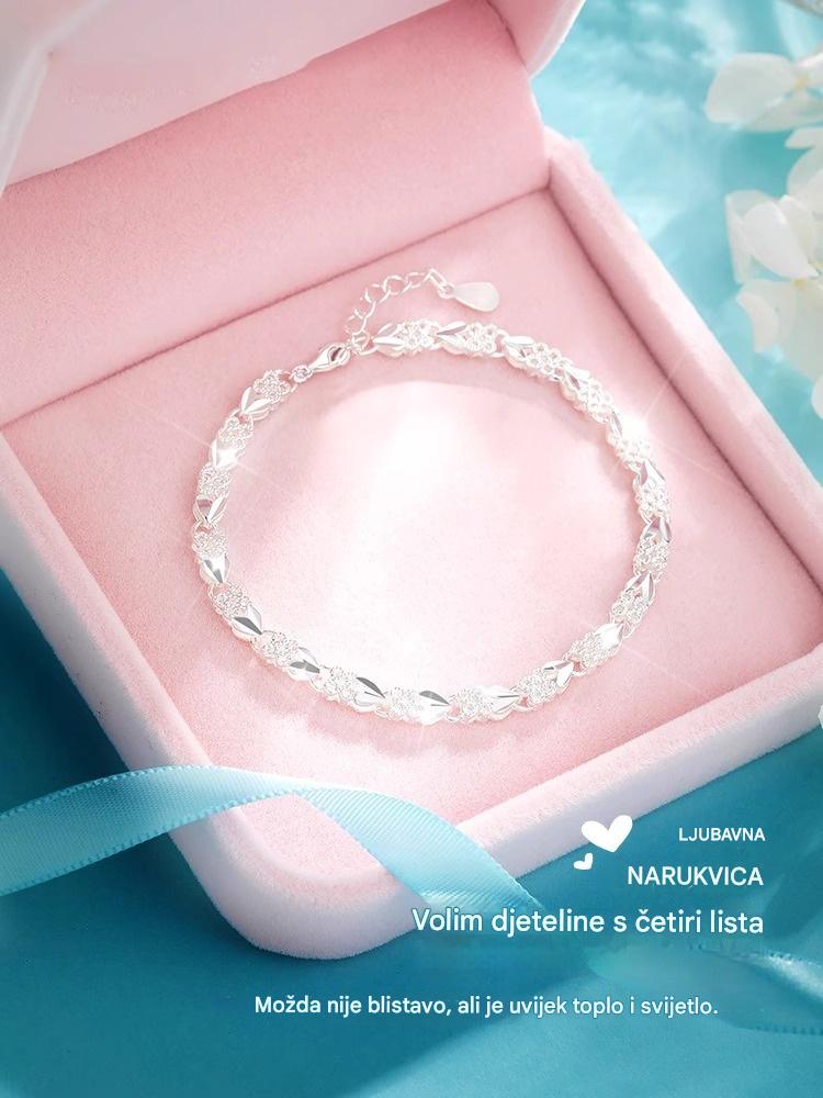 😀👉【Kupite jedan, dobijte jedan gratis】💖🍀Obožavam novu modernu narukvicu od 925 srebra s djetelinom za žene s četiri lista
