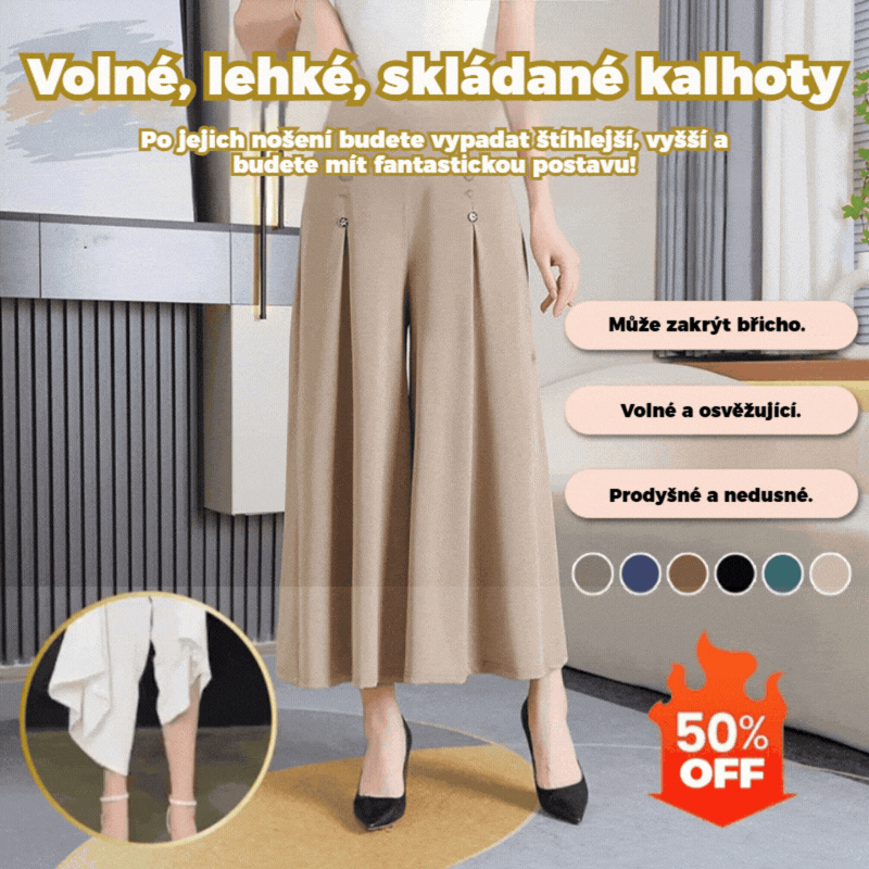 💖【M-5XL】 2026 jarní a letní dámská sukně s vysokým pasem a širokými nohami
