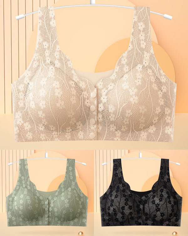 😍[Balenie po 3ks] [40-100KG] Dámska čipkovaná podprsenka s bezdrôtovým otváraním vpredu