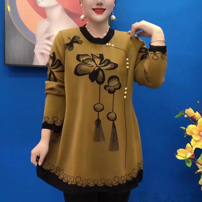 🍂【M-5XL】Nový jesenný a zimný pletený top s potlačou