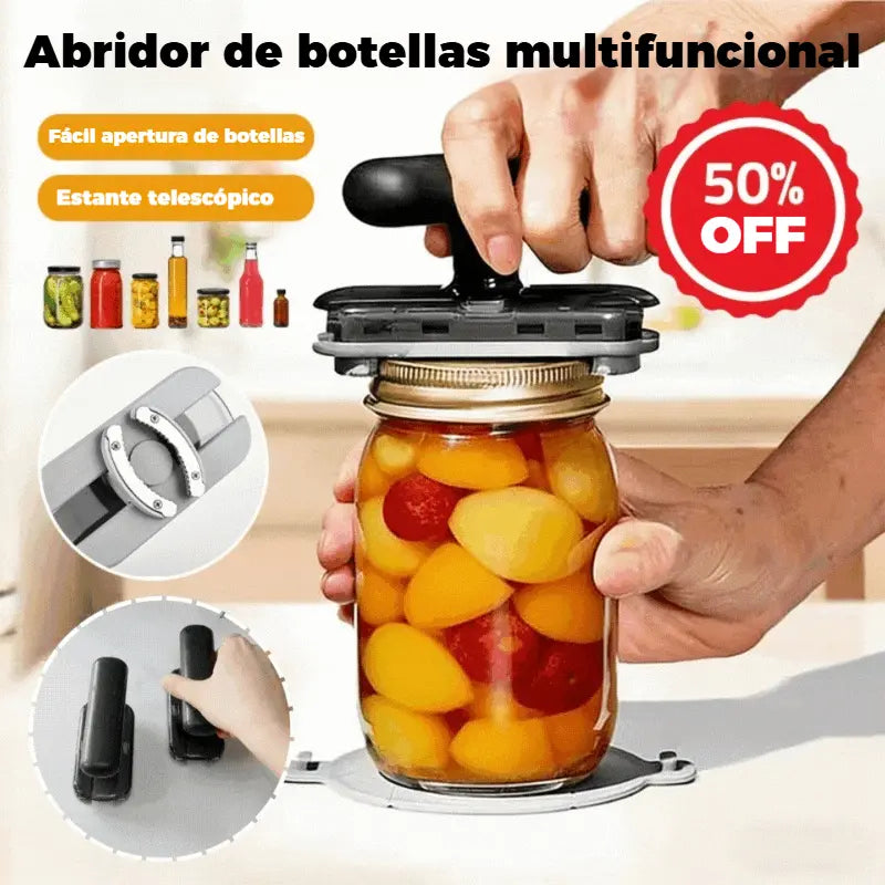 ☀️🔥¡Compre 1 y llévese 1 GRATIS! (2 piezas) 🔧✨ Abridor universal ajustable: abre frascos, botellas y latas en 3 segundos sin esfuerzo. Antideslizante, apto para manos débiles o personas mayores. 💪