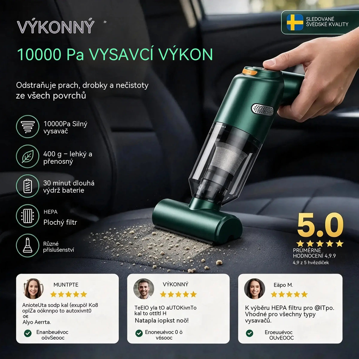 🚗✨ Výkonný akumulátorový vysavač do auta – Kompaktní, bez kabelů a výkonný