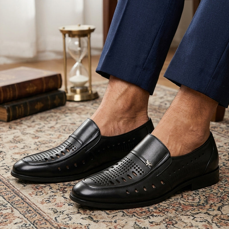 👞💫【38-44】Letní ležérní pánské kožené boty s měkkou podrážkou, prodyšné a s měkkou podrážkou.