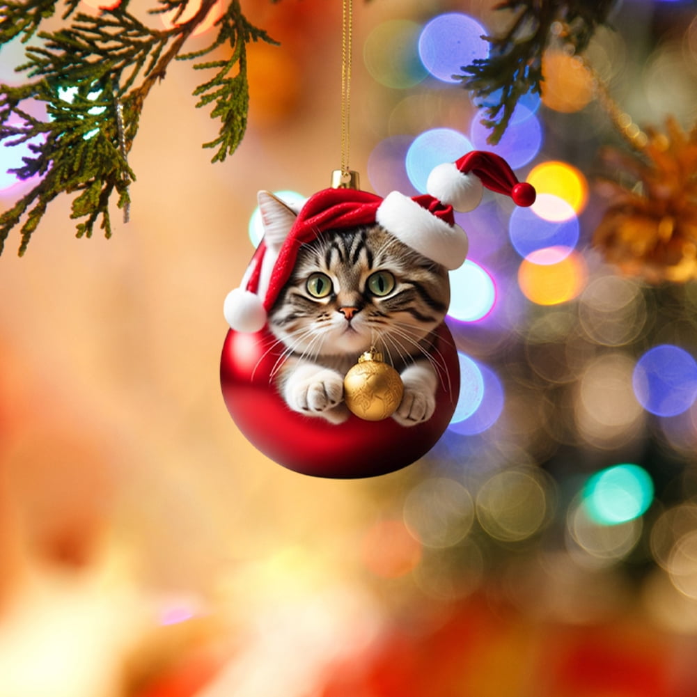 🎄😺【10 kusov】🎁🎅 Vianočné ozdoby na stromček pre mačiatka. Závesné mačacie ozdoby