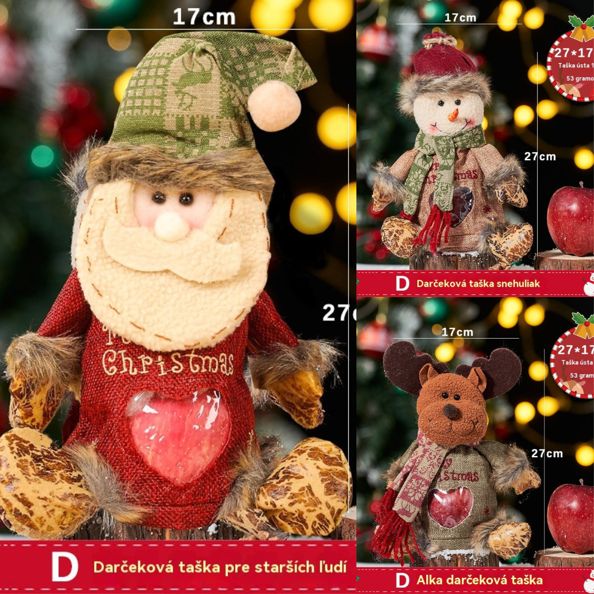 🎅🦌⛄【3 kusy 】Sáčky pro panenky jako vánoční dárky