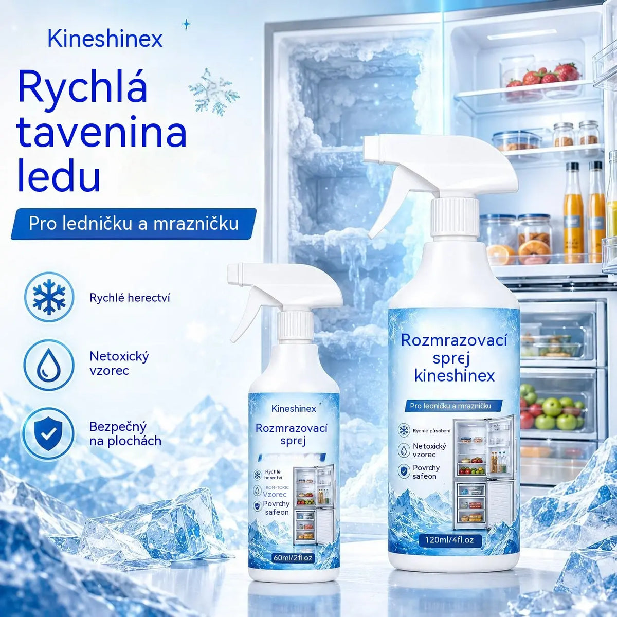 🔥【2 lahve za 590 Kč】❄️ Nový rozmrazovací sprej 2026 🧡 Rychle odstraňte led z mrazáku