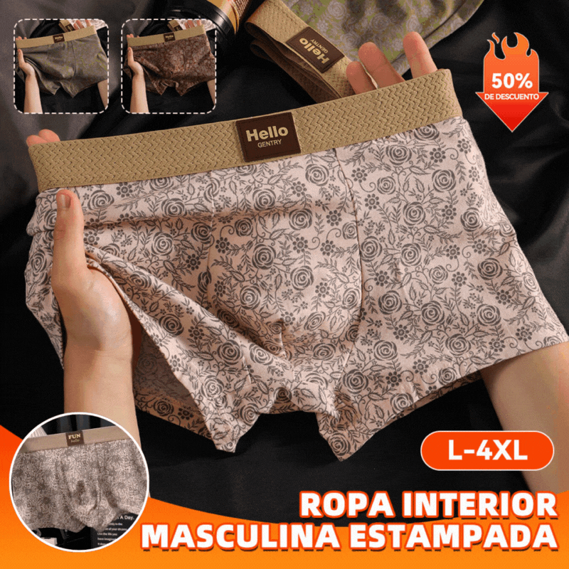 【Juego de 3 piezas】Ropa interior de algodón puro para hombre estampada, calzoncillos bóxer suaves, cómodos y transpirables.