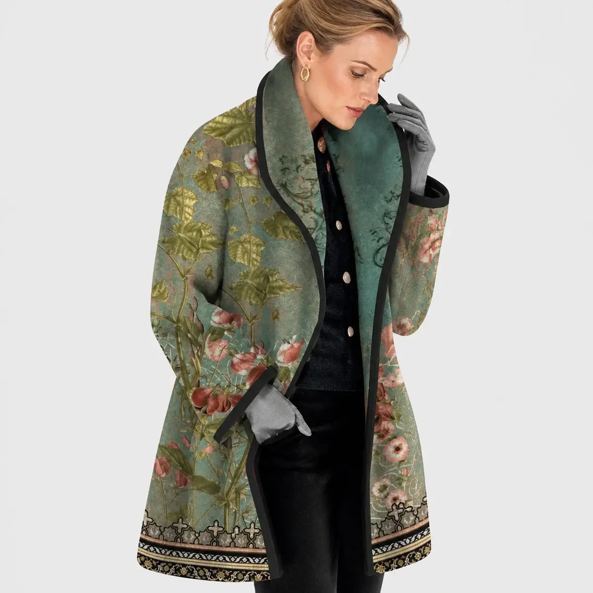 💐【S–3XL】Elegantní dámský vlněný kabát s potiskem klopy · Stylový, teplý a lehký · Sleva 50% + doprava zdarma