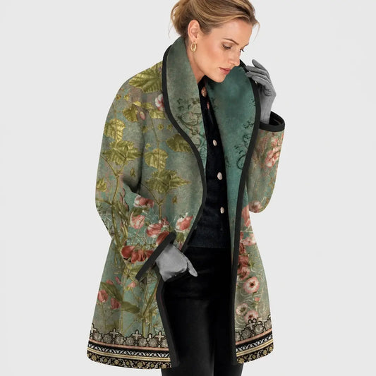💐【S–3XL】Elegantní dámský vlněný kabát s potiskem klopy · Stylový, teplý a lehký · Sleva 50% + doprava zdarma