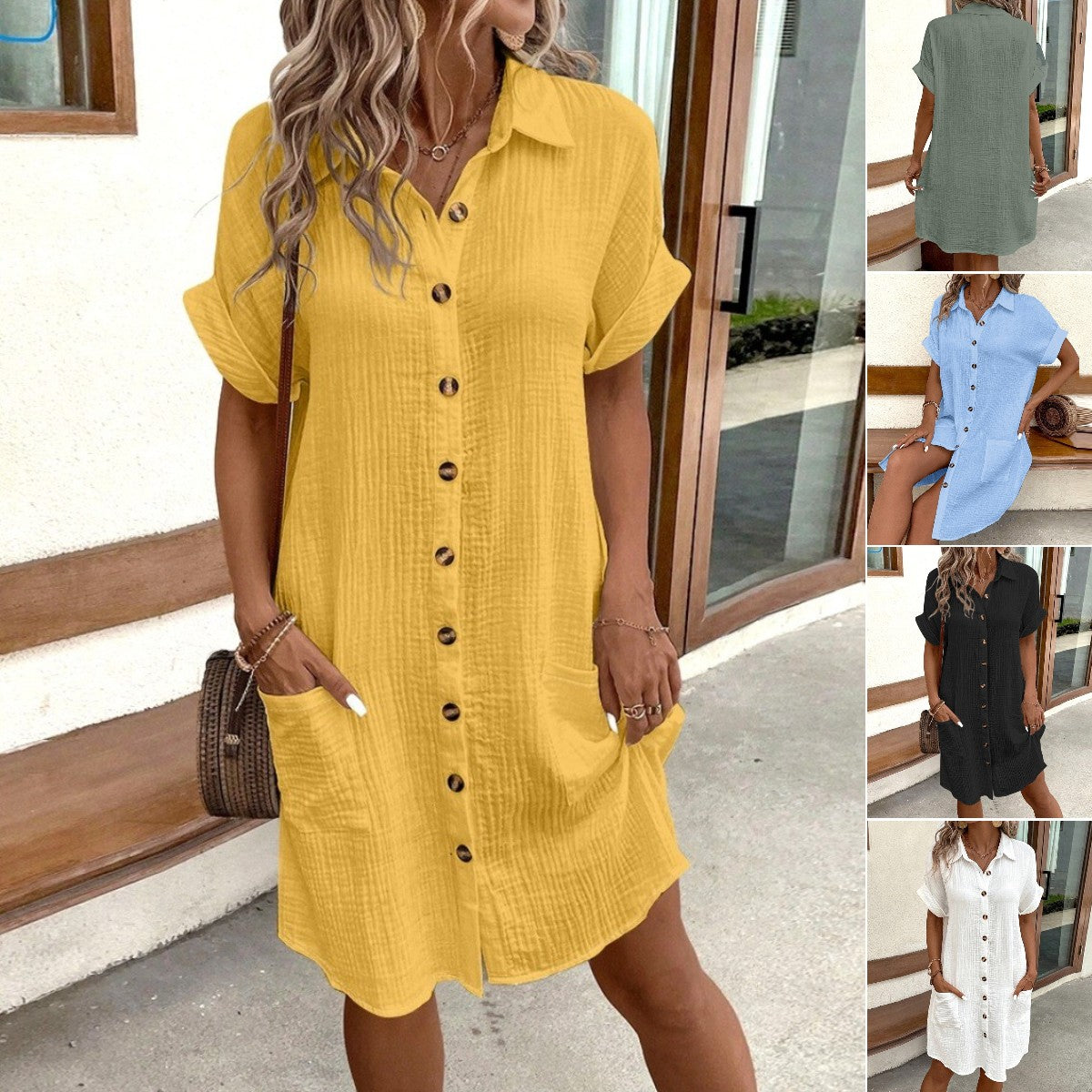 🎁50% kedvezmény 🎉S-2XL😍 Rövid ujjú divatos ruha, könnyű és légáteresztő