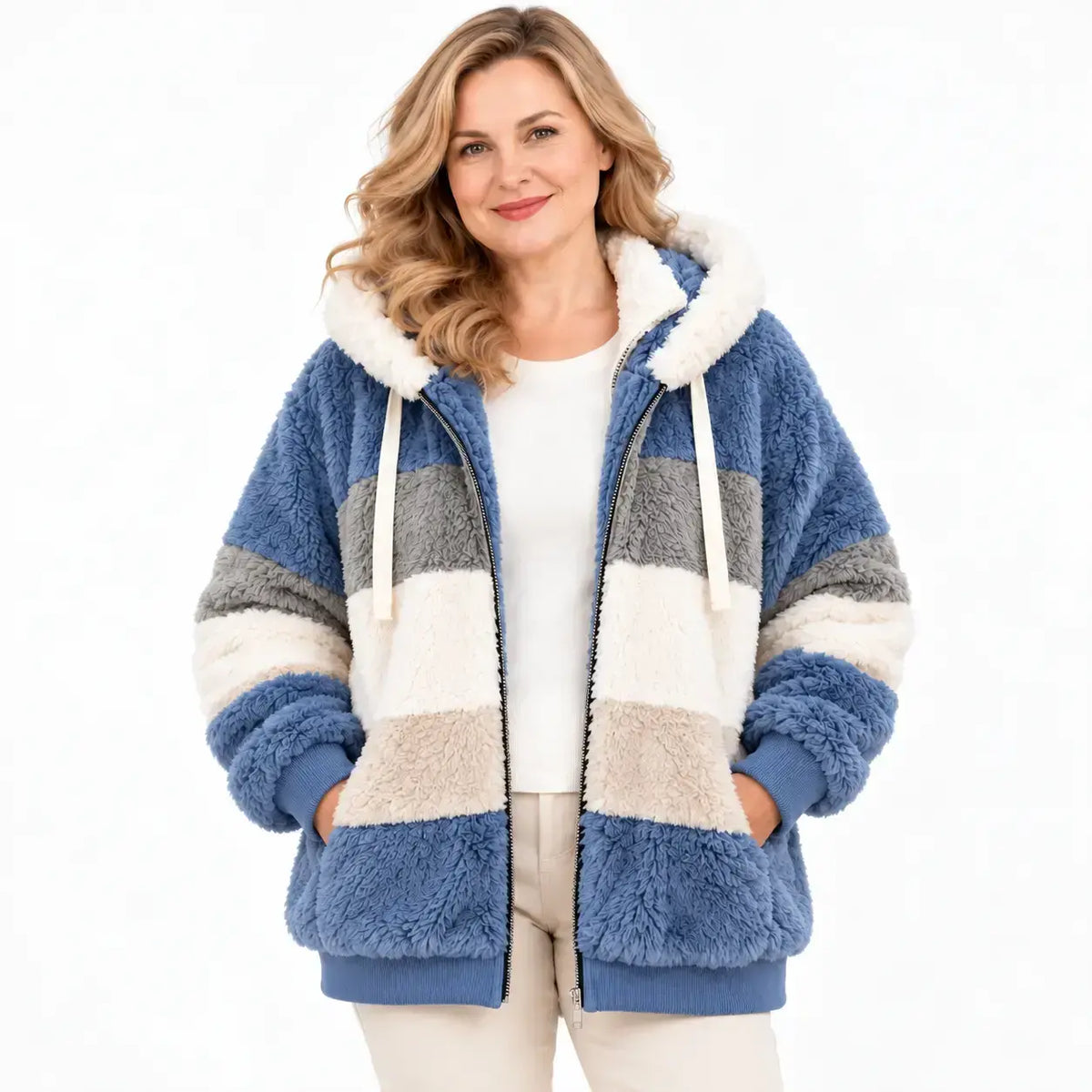 ❄️⏰ Sezonowa promocja 50%[S-5XL] 2026 nowa damska kurtka w grube, pluszowe kontrastowe paski
