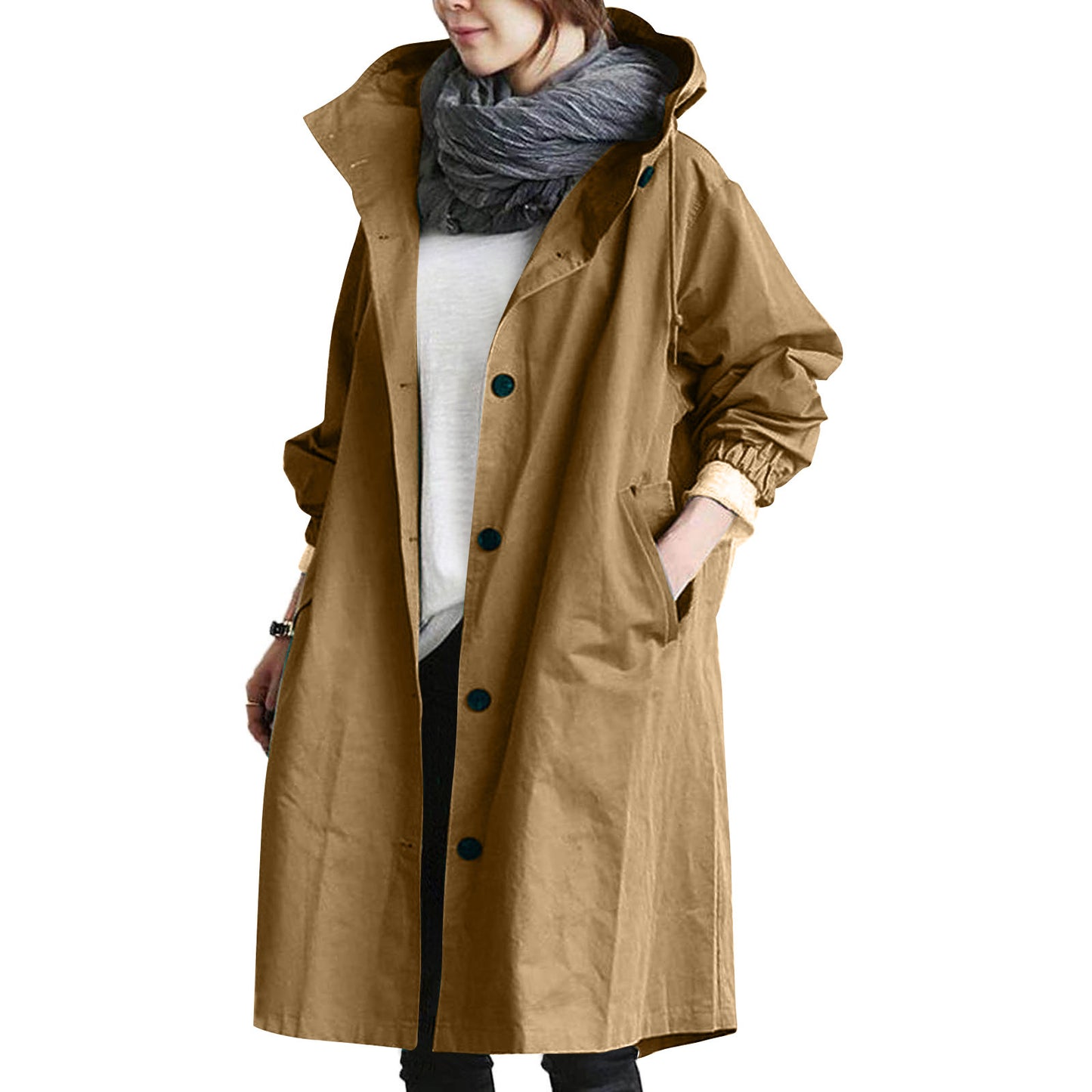 🌾✨【S-5XL】Nueva gabardina casual de mujer con mangas largas y capucha