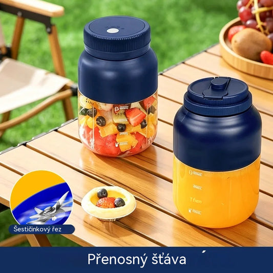 Doprava zdarma 🧅🔪Malý multifunkční dobíjecí přenosný mixér pro domácí použití (Odšťavňovač o objemu 800 ml + dvojité víko/brčko/ramenní popruh)