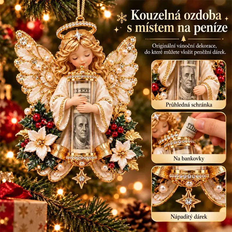🎁Cena za 5 dílnou sadu je 680 českých korun✨Vánoční ozdoba na držák peněz s andělem