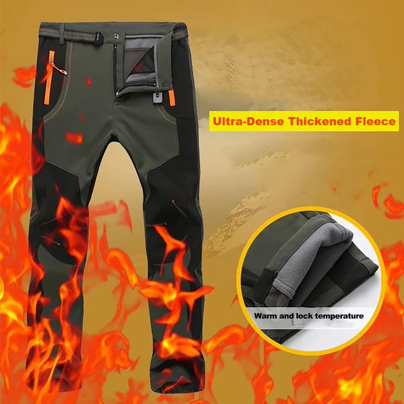 🔥【S-5XL】Pánské měkké, nepromokavé, větruodolné a prodyšné turistické kalhoty, teplé zateplené flísové kalhoty na outdoorové sporty