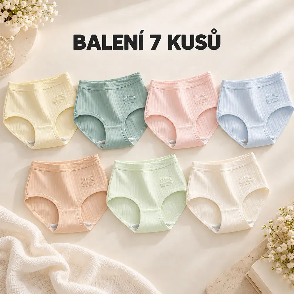 💓(7 ks)(35 kg – 90 kg) Pohodlné dámské kalhotky z čisté bavlny