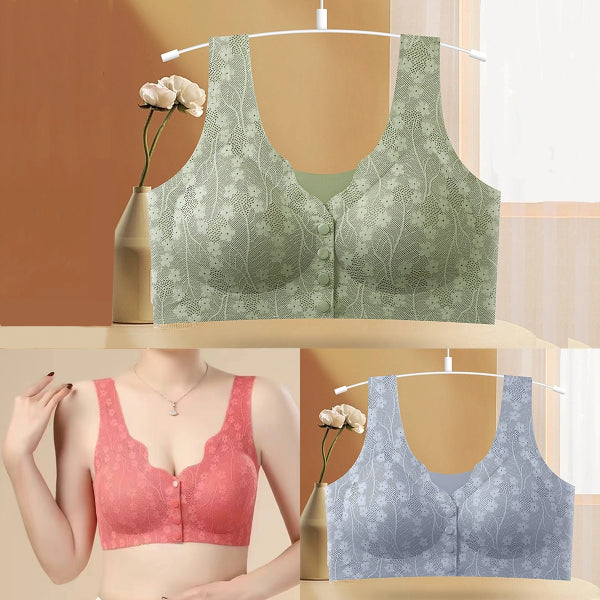 😍😍【3 komada】Ženski grudnjak bez žica s prednjim gumbima, Traceless Ice Silk 