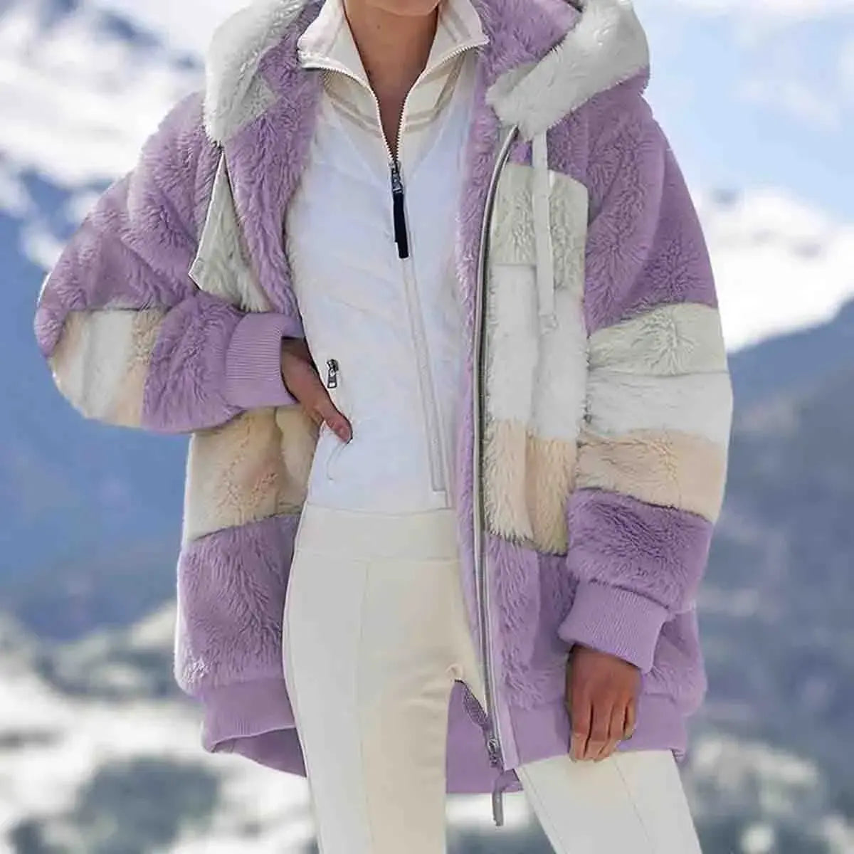 ❄️⏰ Sezonowa promocja 50%[S-5XL] 2026 nowa damska kurtka w grube, pluszowe kontrastowe paski