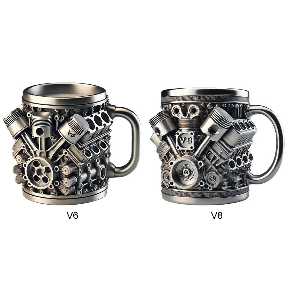 🎁☕ Šalica za kavu od nehrđajućeg čelika Creative Engine V6V8 