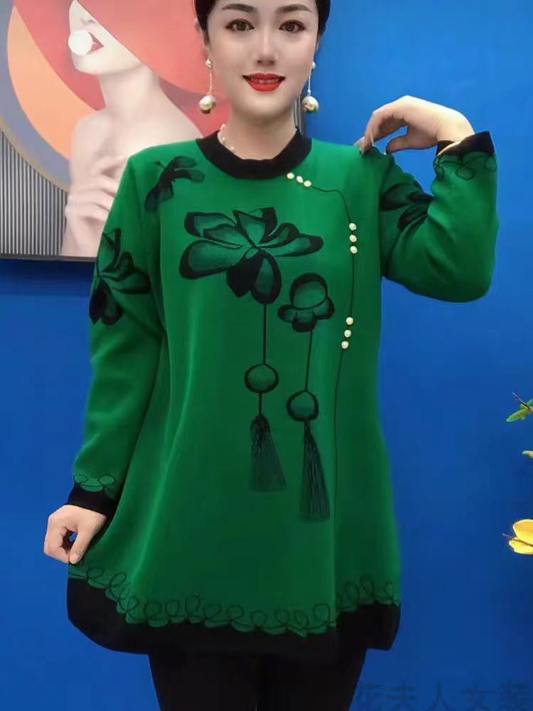 🍂【M-5XL】Nový jesenný a zimný pletený top s potlačou