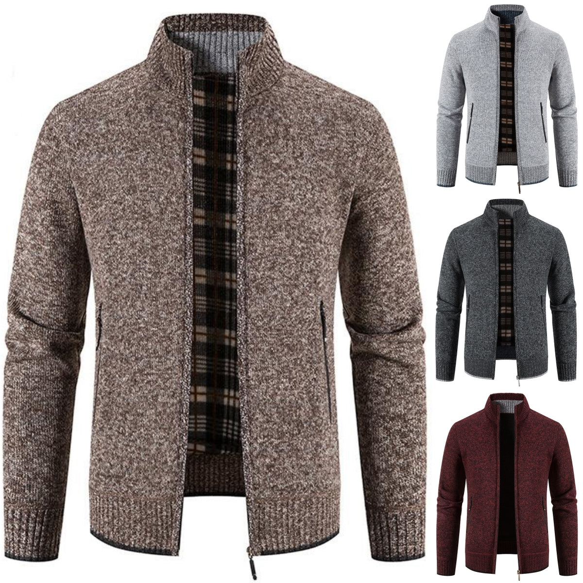 【M-4XL】Pánský fleecový casual svetr kardigan