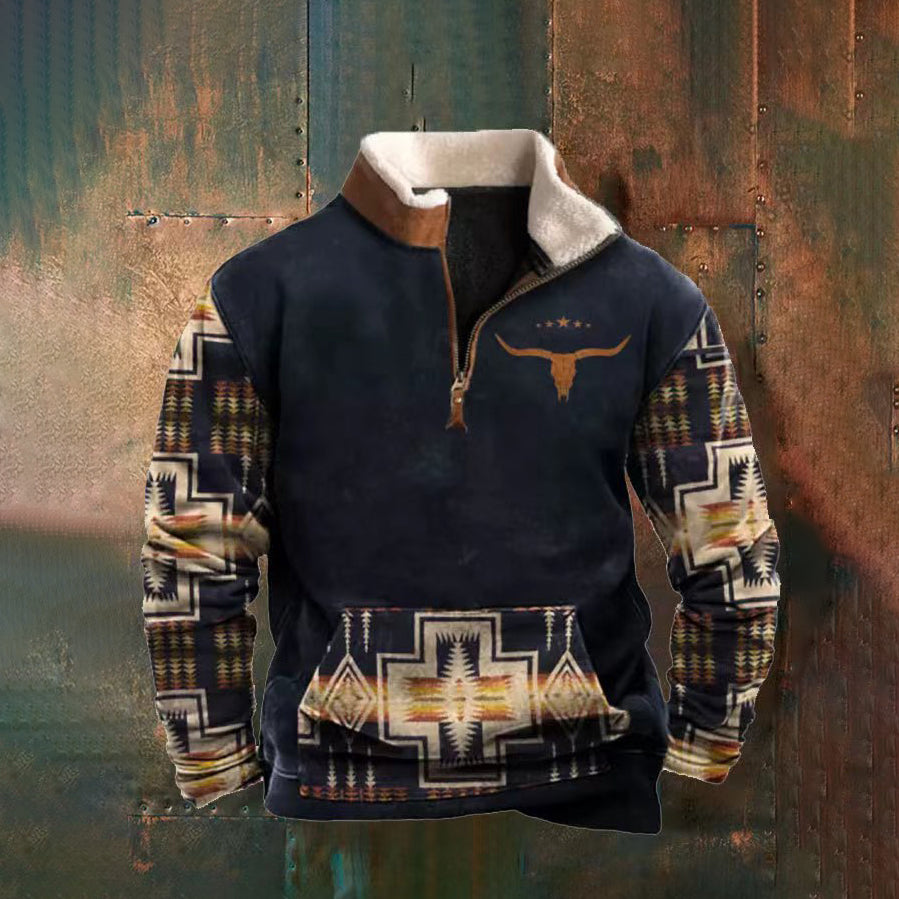 👕2025 Есенно-зимен мъжки моден, топъл пуловер с дълъг ръкав и 3D щампа