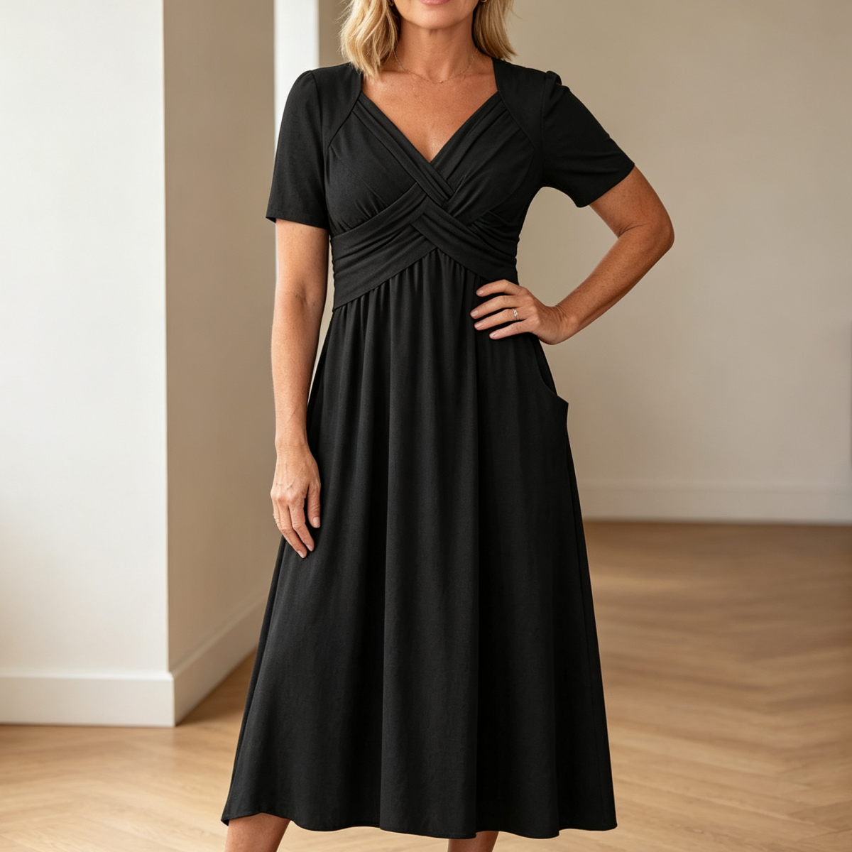 ⏳ 👗Último día: 50 % de descuento 【Tallas S-3XL】 Vestido midi casual de moda en color liso