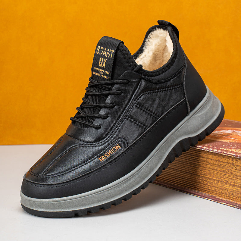 ⛄🔥【39-45】2026 Χειμερινά νέα ανδρικά casual αθλητικά παπούτσια Γνήσιο δέρμα αδιάβροχα φανελένια παπούτσια με μαλακή σόλα