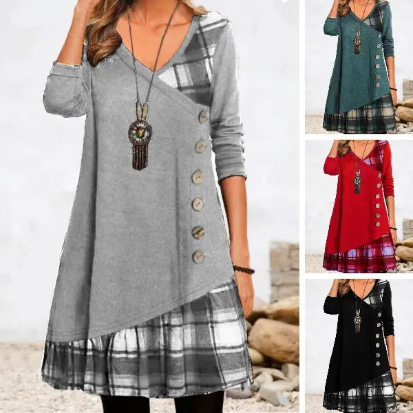 👗【S-3XL🔥】Dámské ležérní šaty s dlouhým rukávem a kontrastními detaily ✅️Dobírka
