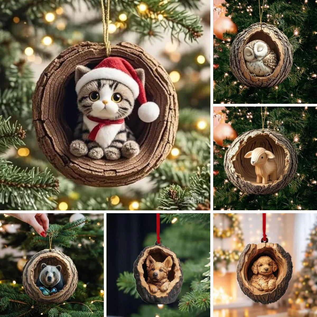 【12 piezas】🎄Adornos navideños de animales para el árbol. Adornos pequeños de animales.