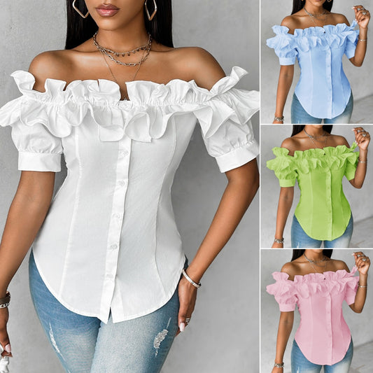 ✨️【S-2XL】Dámská Halenka s Odhalenými Rameny | Elegantní Přiléhavá Letní Halenka