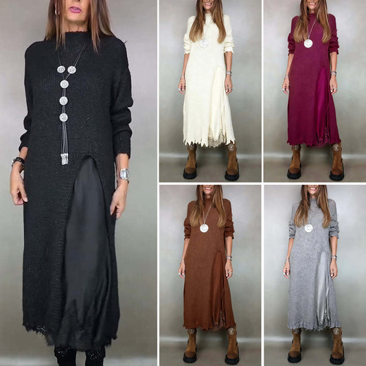 【XS-3XL】👗Nová podzimní krajková souprava s rozparkem a svetrovým vzorem