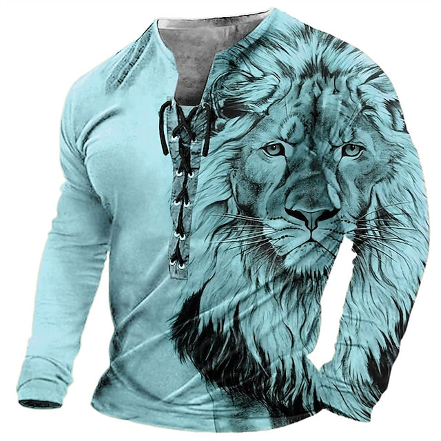 【Novinka】🦁🦁 Pánské ležérní tričko s 3D potiskem