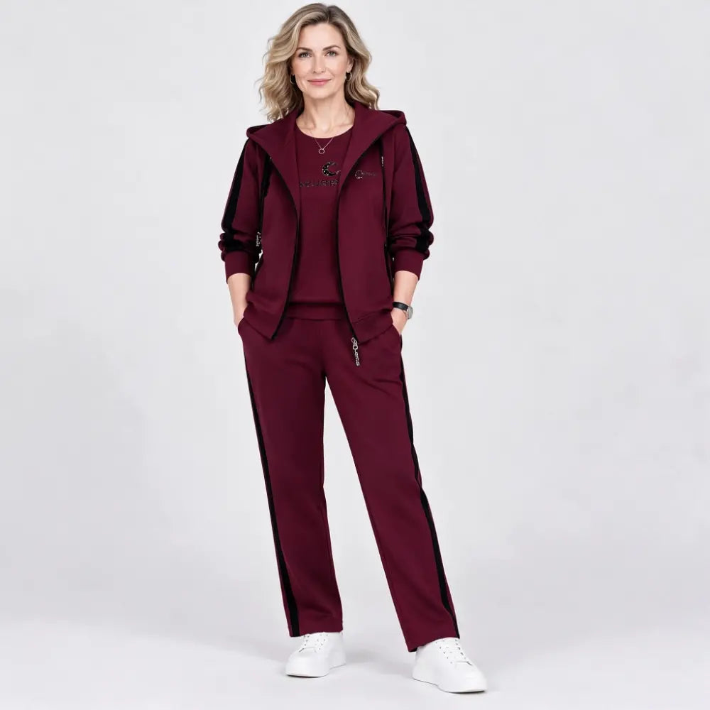 【M–4XL】Dámský třídílný set 2026 – mikina s kapucí na podzim a zimu, volný sportovní střih, velké velikosti, pro maminky