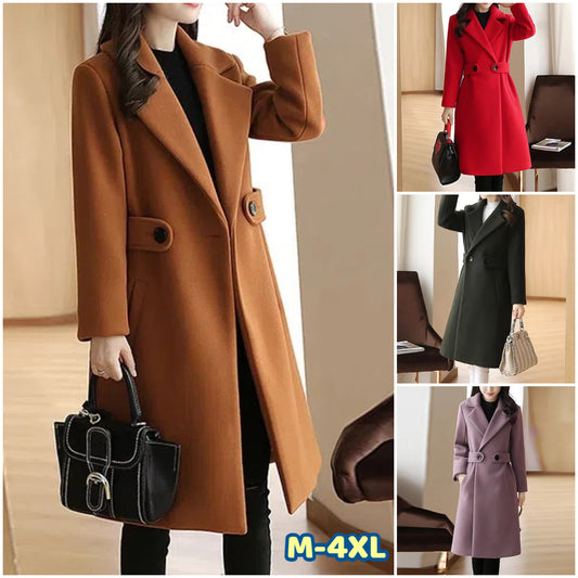 🍂 40-90KG🧥Tlustý vlněný kabát na podzim a zimu, teplý a módní