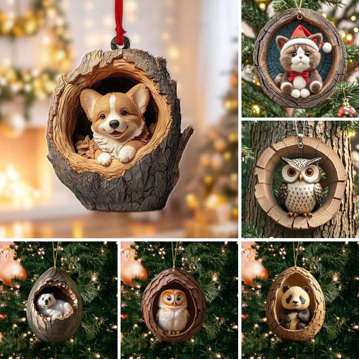 【12 piezas】🎄Adornos navideños de animales para el árbol. Adornos pequeños de animales.